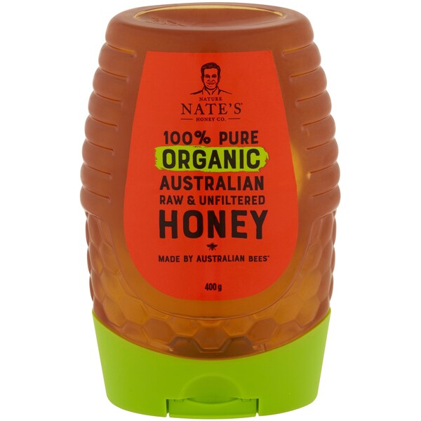 Nature Nate's 100% Pure Organic Australian Raw & Unfiltered Honey 400g
