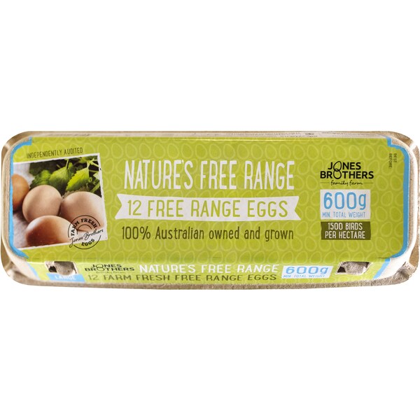 Jones Brothers 12 Large Free Range Eggs 600g