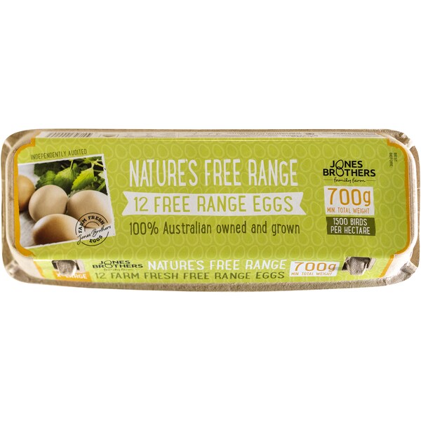 Jones Brothers 12 Extra Large Free Range Eggs 700g