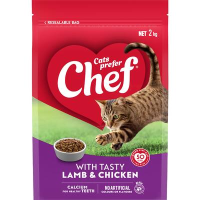 chef dry cat food lamb & chicken
