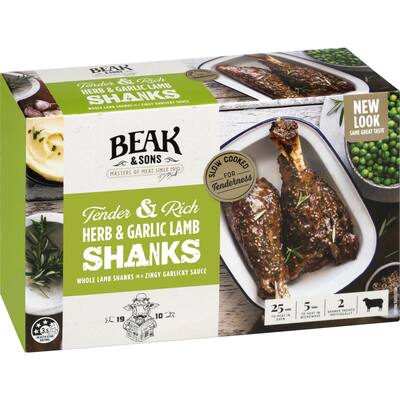 beak & sons lamb shanks garlic & rosemary