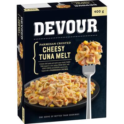 devour frozen meal parmesan cheesy tuna melt