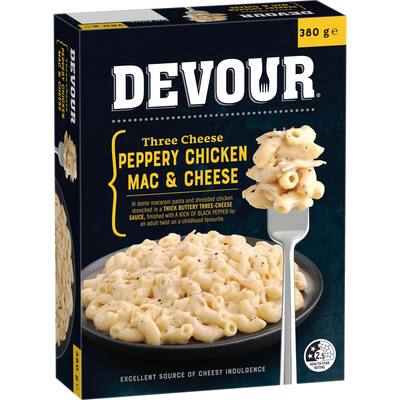 devour frozen meal mac & cheese peppery chicken