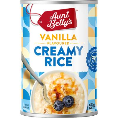 aunt bettys rice 2 go creamed rice vanilla creamy rice