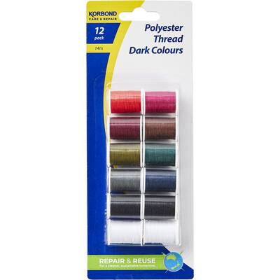 korbond sewing thread polyester dark colours assort