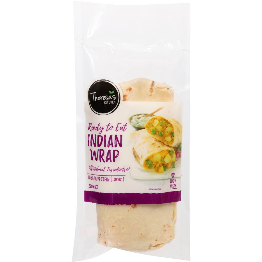 Theresa's Kitchen Prepared Meal Vegetarian Indian Wrap