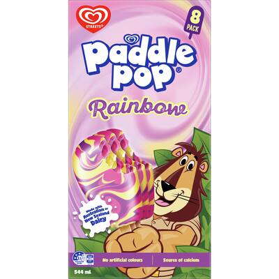 Paddle pop ice cream on stick rainbow 544ml