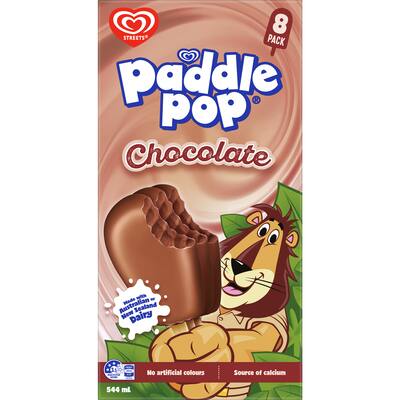 Paddle pop ice cream on stick chocolate 544ml