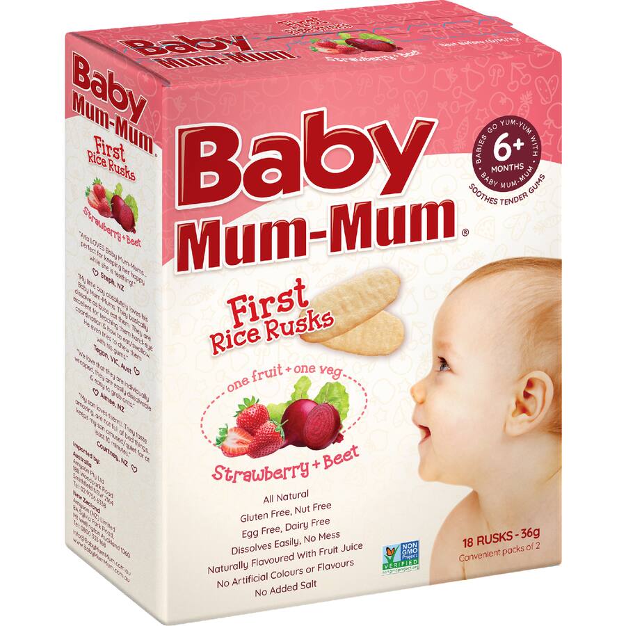 Baby Mum Mum Teething Rusks Strawberry & Beetroot