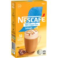 nescafé coffee sachets 98% sugar free caramel latte (135g)