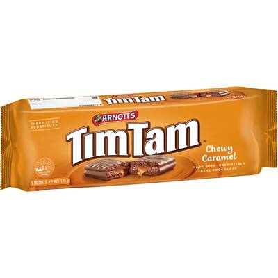 arnotts tim tam chocolate biscuits chewy caramel