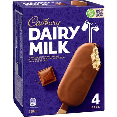 cadbury dairy milk frozen dessert on stick vanilla & choc swirls