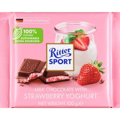 ritter sport chocolate bar milk choc strawberry yoghurt