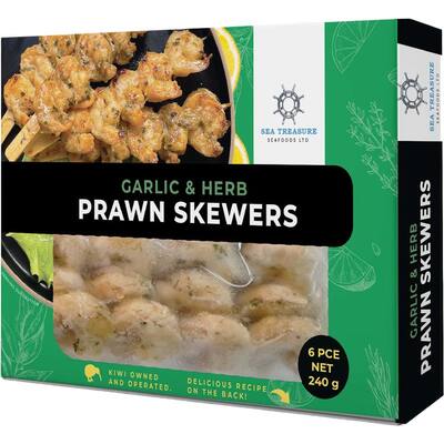 sea treasure prawn skewers garlic & herb