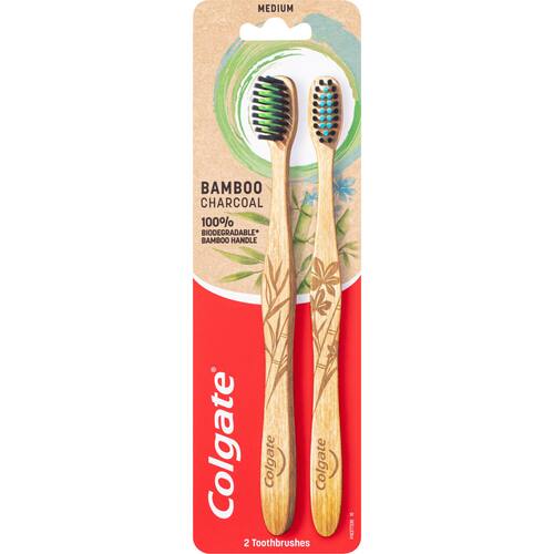 Colgate Bamboo Toothbrush Charcoal Medium Value Pack