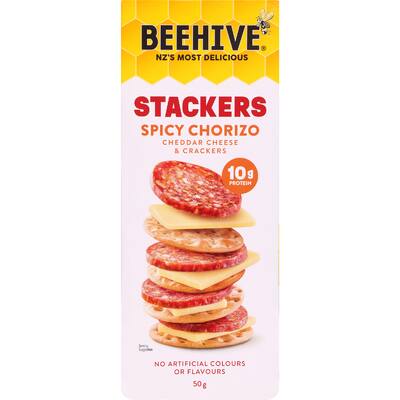 beehive cheese snack stackers & spicy chorizo