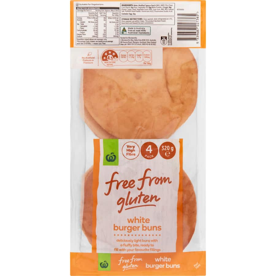 Woolworths Free From Gluten Burger Buns White