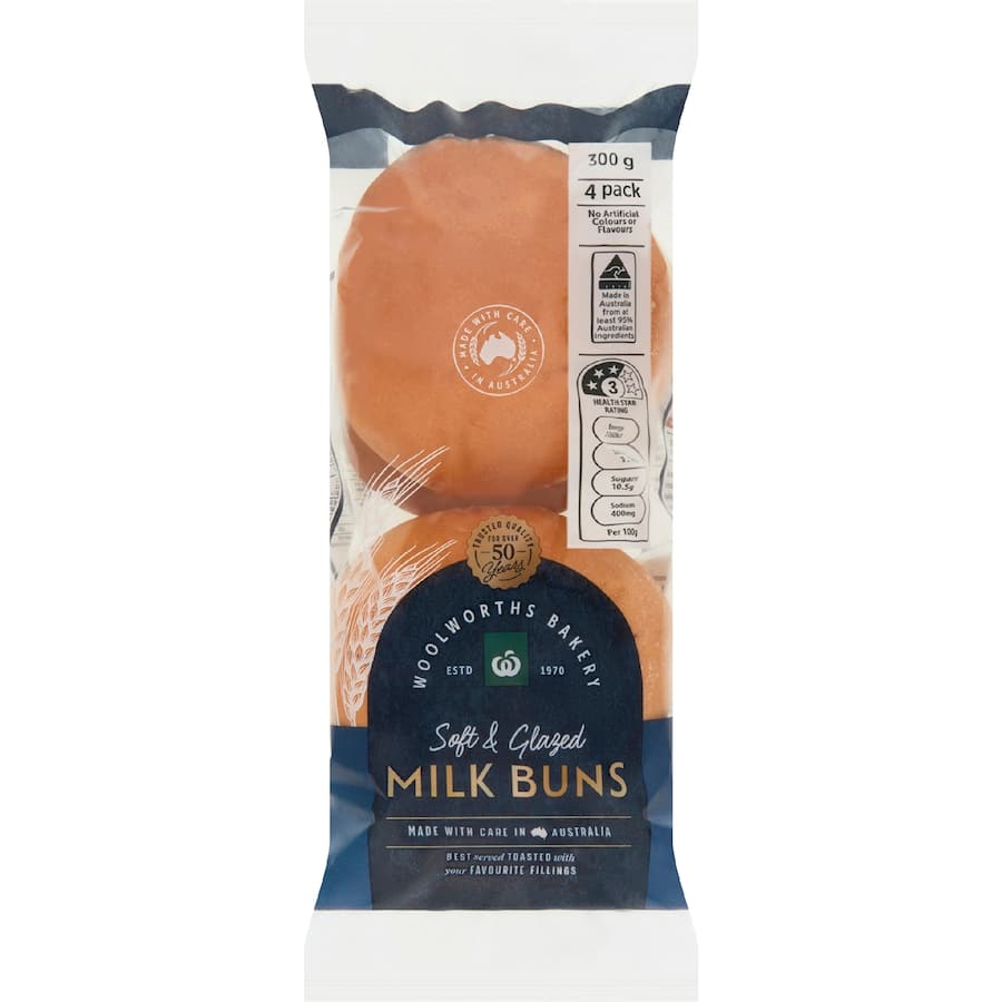Woolworths Milk Buns Soft & Glazed