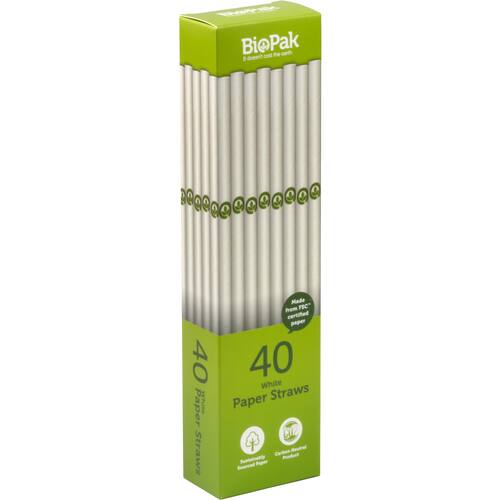 Biopak Straws Paper White