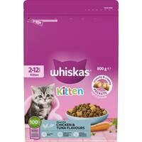 Whiskas Kitten Dry Cat Food Chicken & Tuna 800g