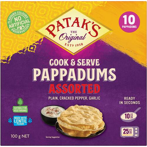 Pataks Pappadums Plain, Cracked Pepper & Garlic