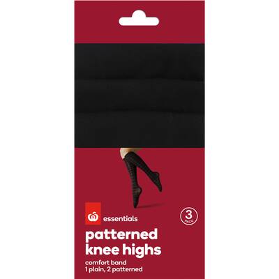 essentials knee highs pattern black one size