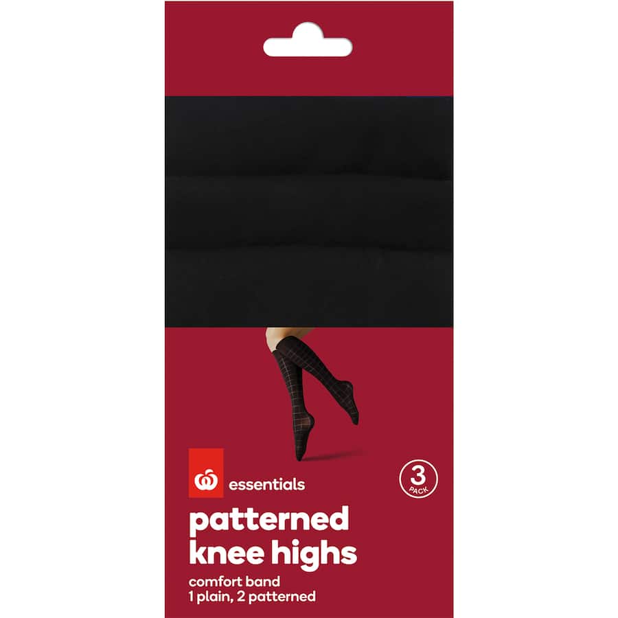 Essentials Knee Highs Pattern Black One Size