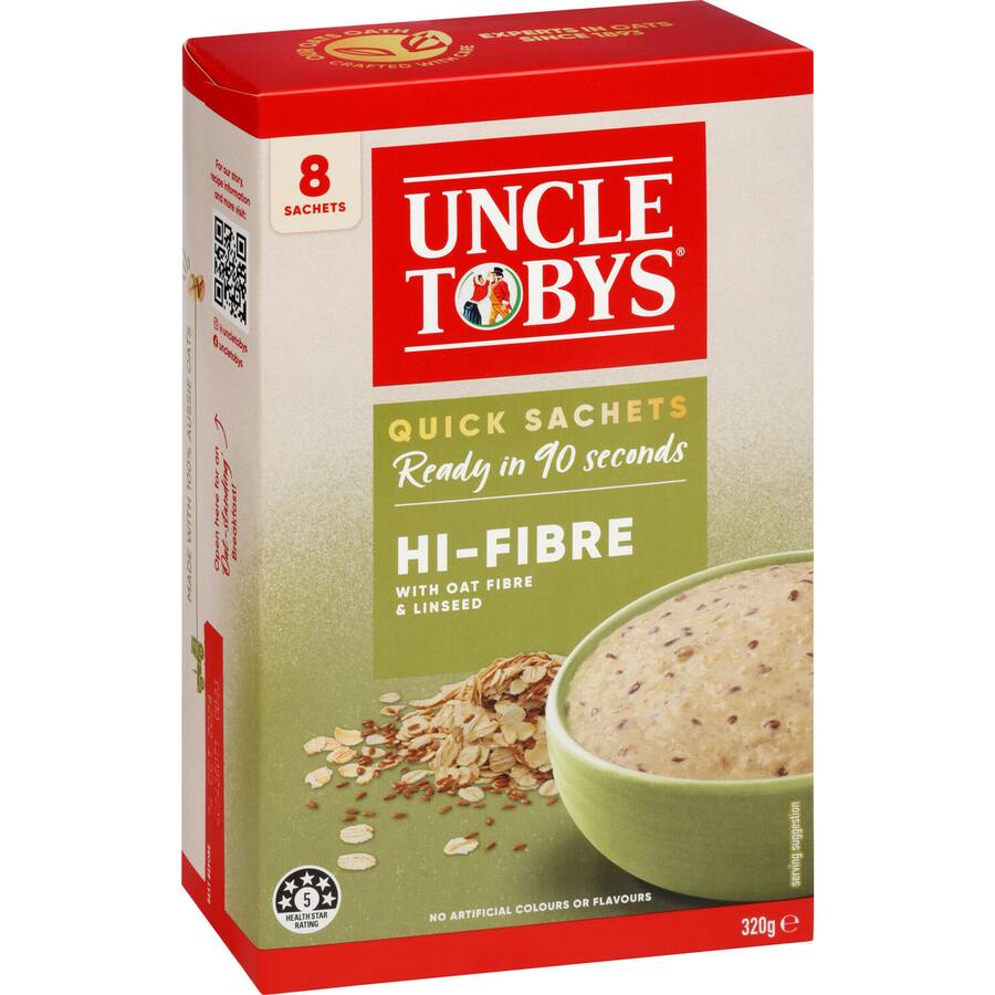 Uncle Tobys Oats Hi Fibre 8Pack