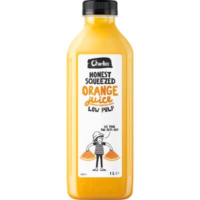 charlie's fruit juice orange low pulp