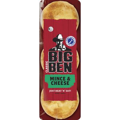 big ben chilled pie 6pk mince & cheese