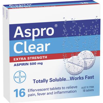 aspro extra strength pain relief aspirin soluble effervescent