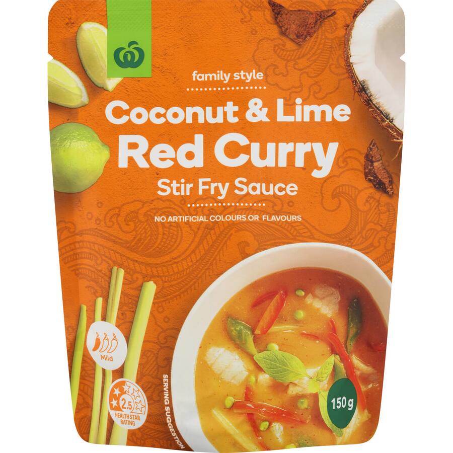 Woolworths Stir Fry Sauce Coconut & Lime Red Curry