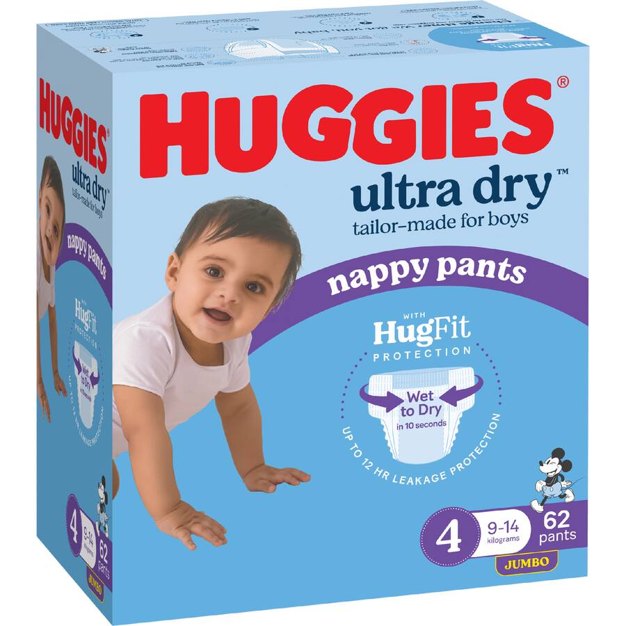 Huggies Ultra Dry Nappy Pants Boys Size 4 (9-14 Kg)