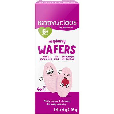 kiddylicious baby snacks wafers raspberry 6+ months
