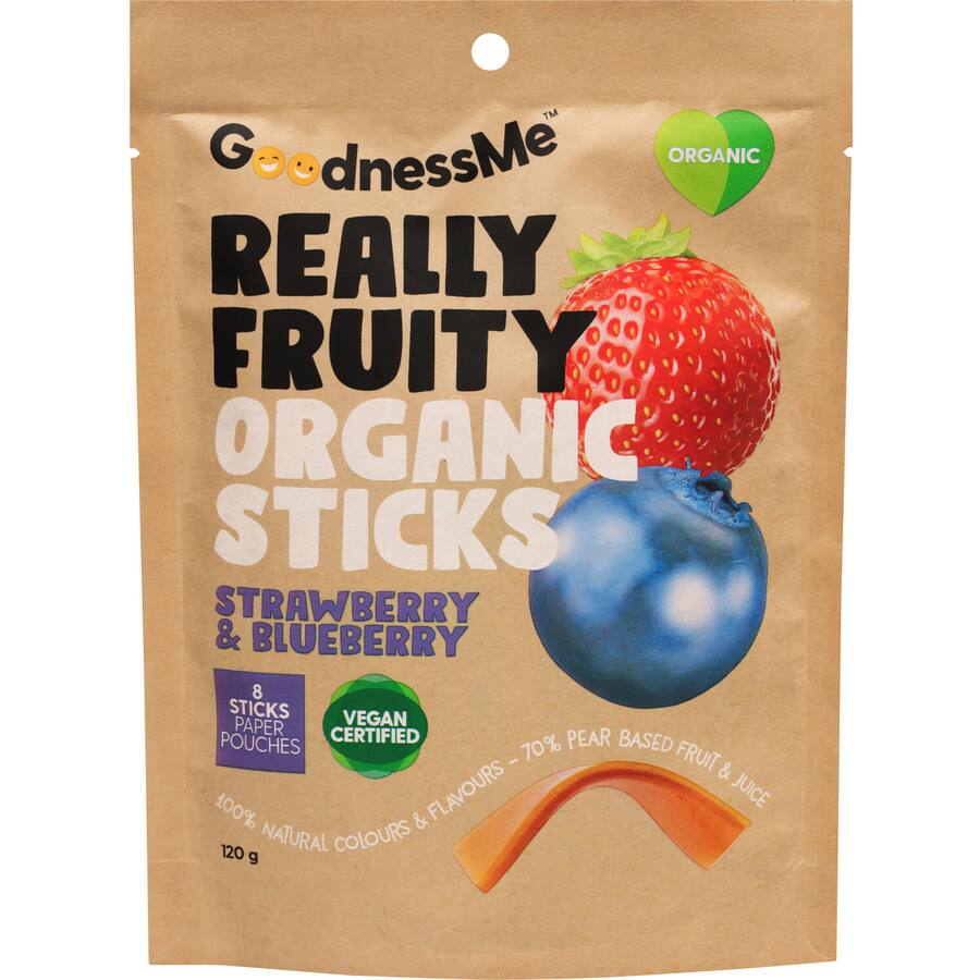 Goodnessme Really Fruity Organic Fruit Sticks Strawberry & Blueberry
