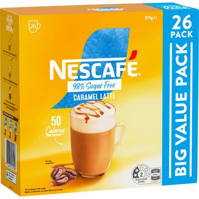 nescafé coffee sachets 98% sugar free latte caramel