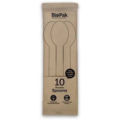 biopak spoons 16cm wooden
