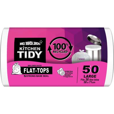 big black sacks kitchen tidy liners 100% recycled soapy fresh 36l
