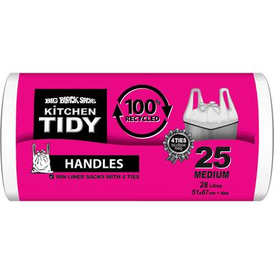 big black sacks kitchen tidy liners 100% recycled white medium