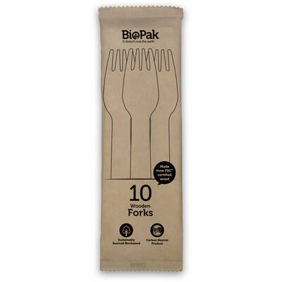 biopak forks wooden 16cm