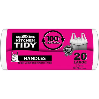 big black sacks kitchen tidy liners 100% recycled white large