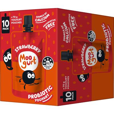 moogurt suckies kids probiotic yoghurt pouches strawberry