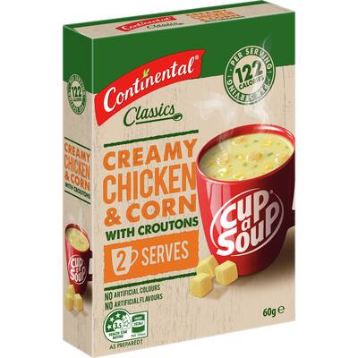 continental classics cup a soup creamy chicken & corn with croutons