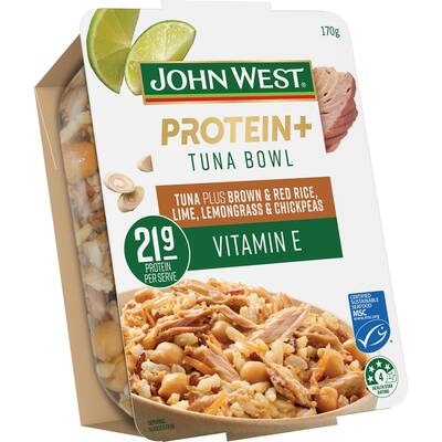 john west protein+ tuna chickpeas lemongrass & lime