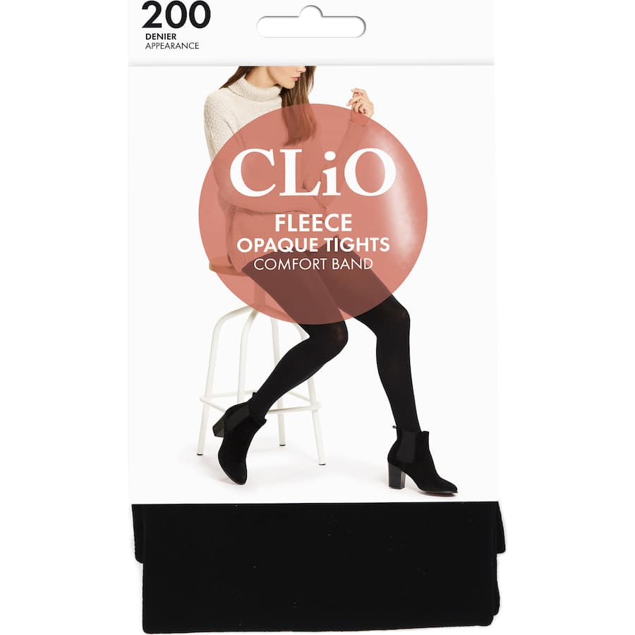 Clio Fleece Opaque Tights T/Xt Black 200 Denier
