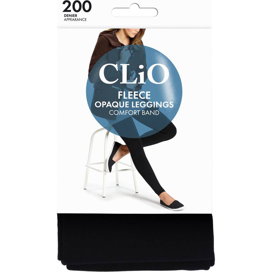 Clio Fleece Opaque Leggings 200 Denier Black - S/M