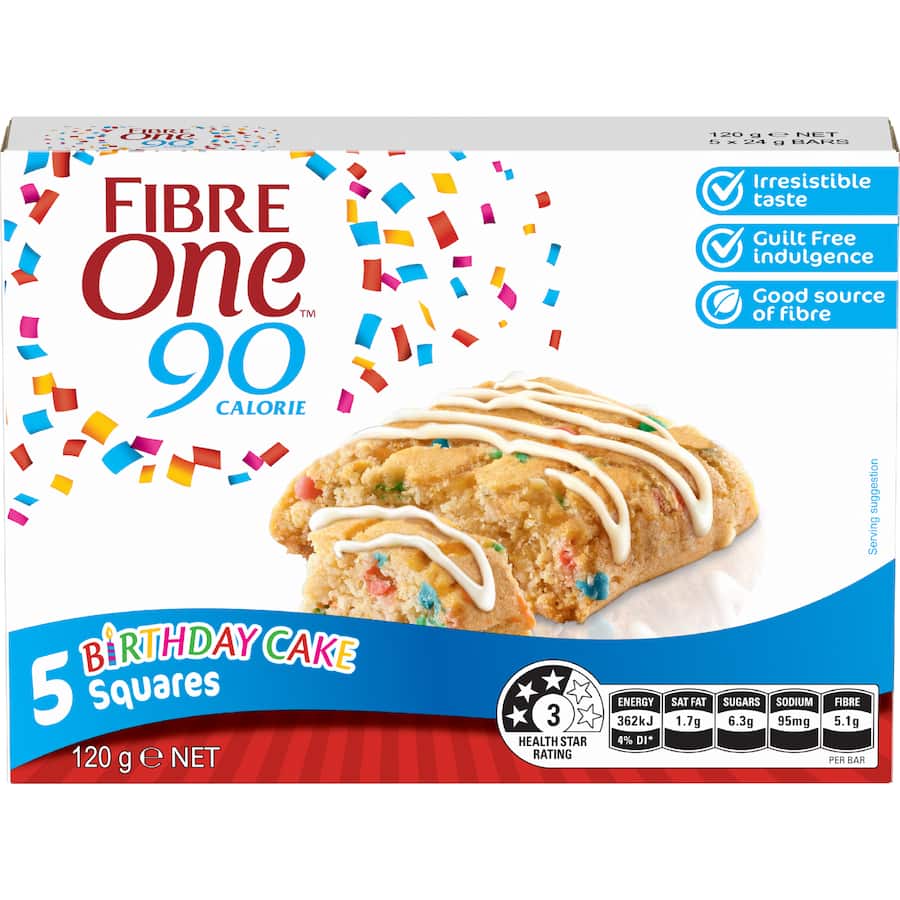 Fibre One Cake Bars Birthday Cake Squares