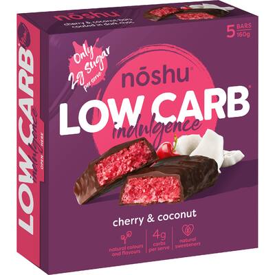 noshu low carb indulgence bars cherry & coconut