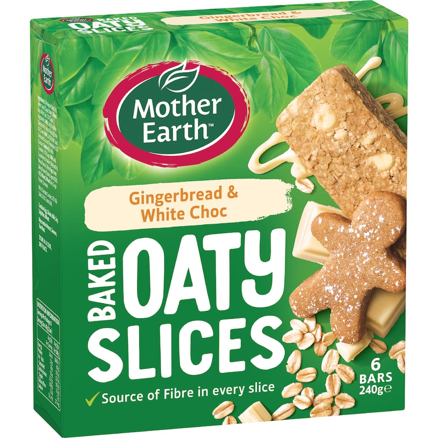 Mother Earth Oaty Slices Oat Bars Gingerbread & White Choc