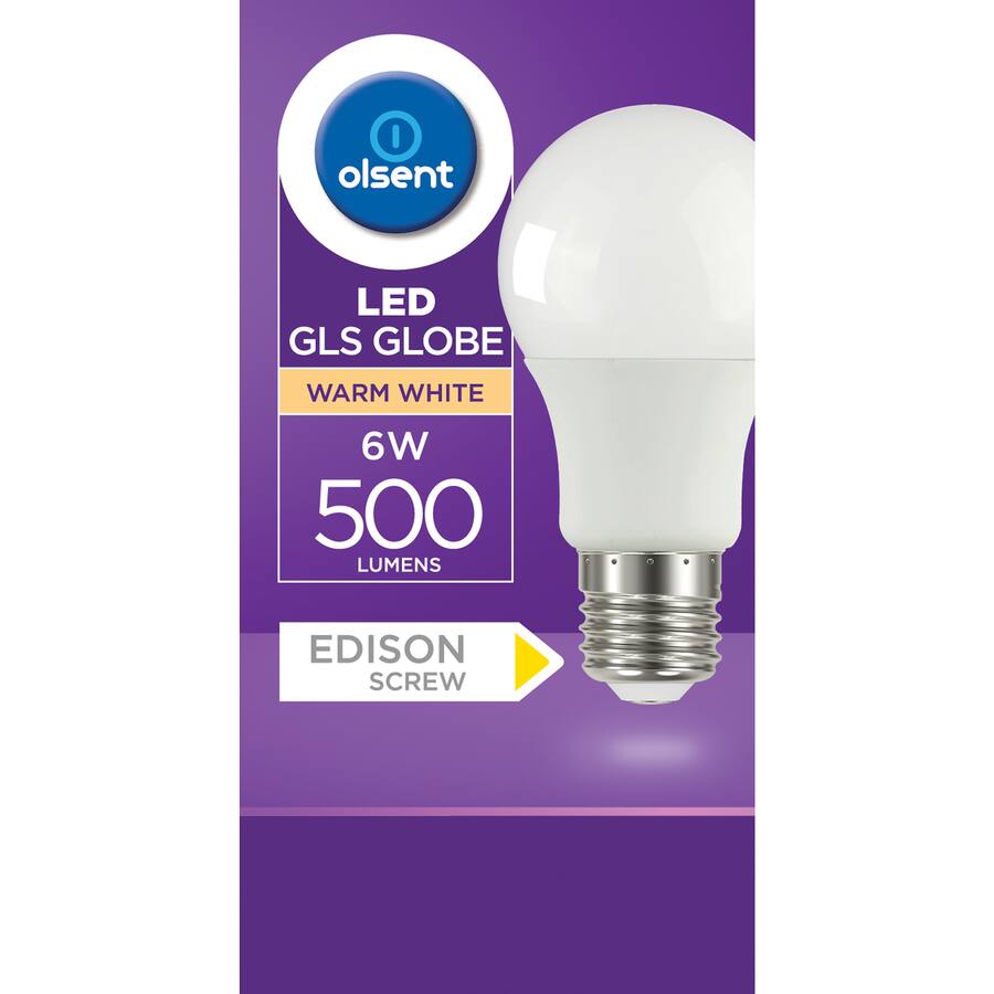 Olsent Led Light Bulb Gls Screw 6W 500Lm Ww